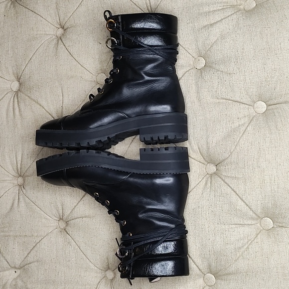 Stuart weitzman black combat boots women's size 5.5M - Picture 4 of 10